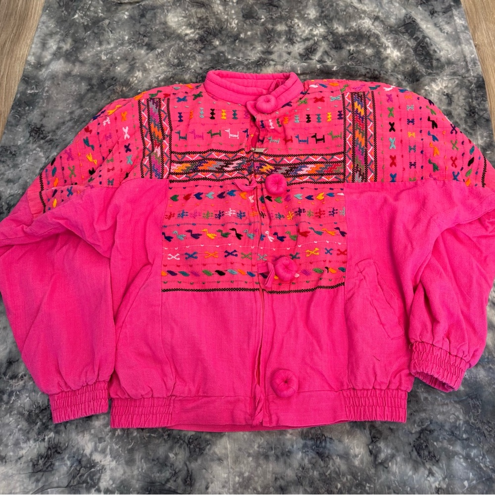 Vibrant Pink Embroidered Jacket vintage